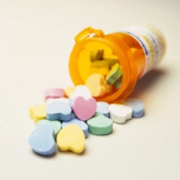 Love Pills Spilling from Prescription Bottle